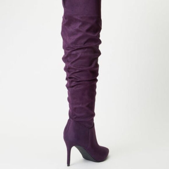 SHOEDAZZLE OVER THE KNEE SLOUCHY BOOTS FAUX SUEDE INNER ZIP TRUE TO SIZE - Picture 3 of 8